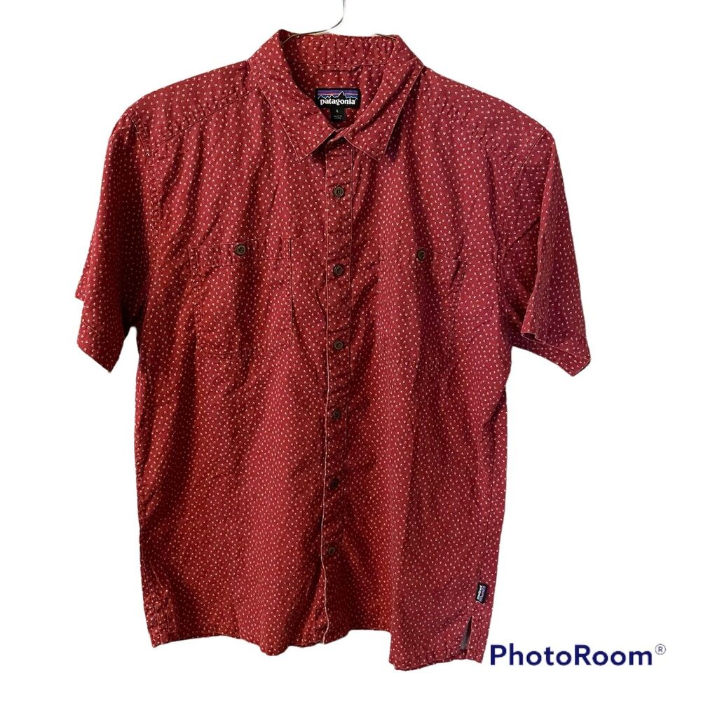 Patagonia Common Threads Short Sleeve Button Up Shirt Print Mens Large